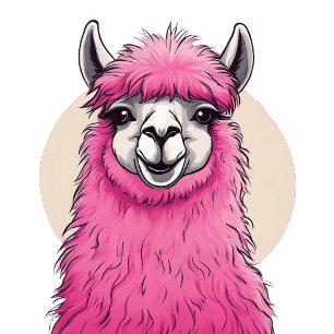 Rosa Lycklig Smiling Lama Inbjudningar