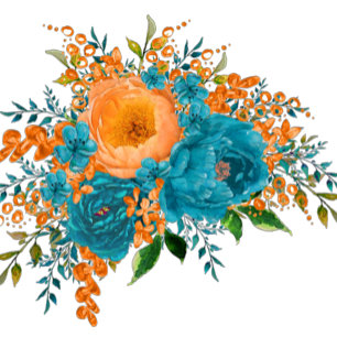 Skåda för målade Blommigtar Par Orange Inbjudningar