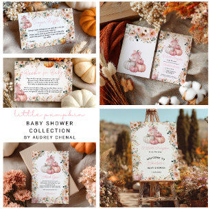 Little Pumpkin Rosa Stack Fall Blommigt Baby Showe Inbjudningar