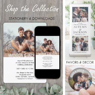 Modern minimal allt-i-ett QR OSA 2 Photo Bröllop Inbjudningar