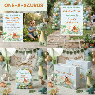 Dinosaur One-A-Saurus 1-årsdag Underlägg Papper Kvadrat