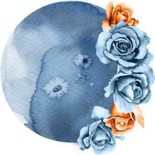 Dusty Blue och Rusty Peony Blommigt Guld Bröllop Inbjudningar