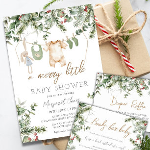 En Merry Little   Boho Winter Boy Shower Inbjudningar