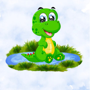 Cute Alligator in Pond Boy Baby Shower Inbjudningar