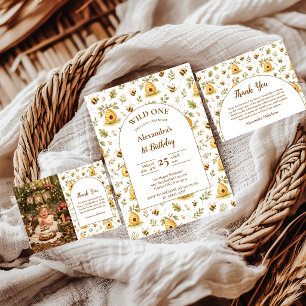 Söt honungsbi Wild One födelsedag Tack Kort