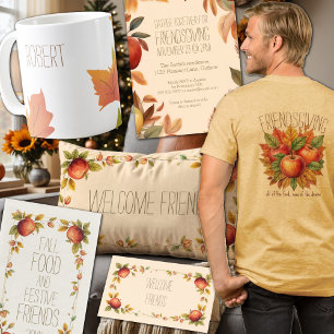 Friendsgiving hösten Apple Harvest Watercolor Fall Inbjudningar