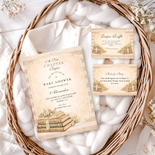 Ett Nytt Kapitel Vintage Books Baby Shower Inbjudningar