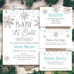 Snöflingor Baby Det är kallt ute Baby Shower Inbjudningar