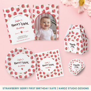 Berry First Birthday Tack Runt Klistermärke