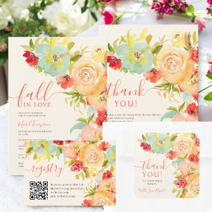 Boho höst elegant blomster vattenfärg bröllopsdusc tack kort