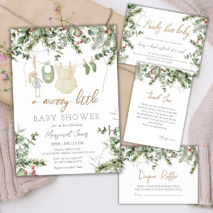 En Merry Little   Boho Girl Winter Baby Shower Inbjudningar