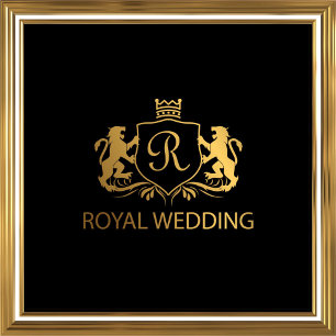 Luxury Art nouveau Black Guld Royal Bröllop Invita Inbjudningar
