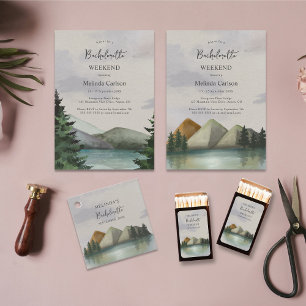 Rustic Mountain & Sjö Bachelorette Helg Inbjudningar