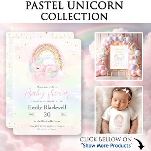 Unicorn babydusch i flicka-duschinbjudan inbjudningar