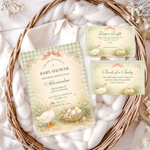 Vintage Silly Goose Trädgårds Baby Shower Inbjudningar