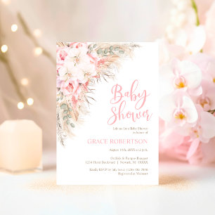 Boho Pampas Orchids Peonies Tack Baby Shower Runt Klistermärke