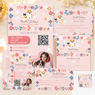 Dålig blommigt, hundvalkverksamhet för barnvakt tack kort