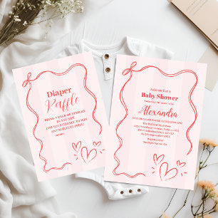 Rosa Rand Coquette Bow Baby Shower Pappersservett