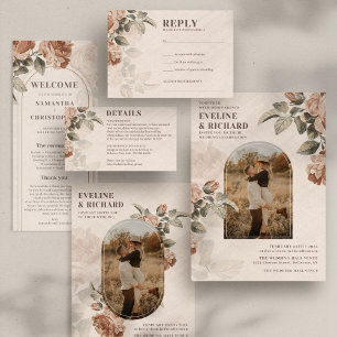 Vintage vattencolor Terracotta ro sage greenery Inbjudningar