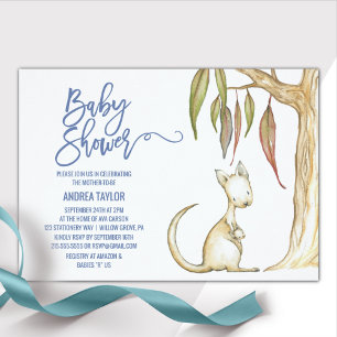 Australian Animals   Kangaroo & Joey Baby Shower Inbjudningar