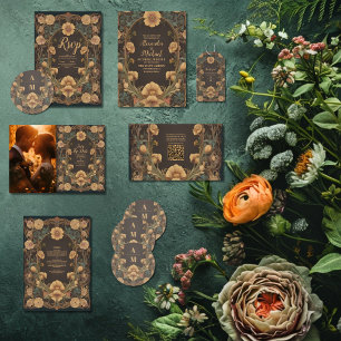 Photo Decorative Blommigt Art nouveau Bröllop Spara Datumet