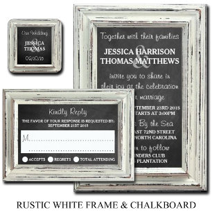Insamling av Rustic White Ram & Chalkboard Bröllop Inbjudningar