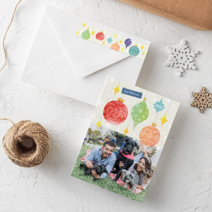 Vattenfärgade prydnadsföremål Jul Helgdag 2 Foto Julkort