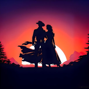 Cowboyen och Cowgirl Kissing Bröllop Inbjudningar