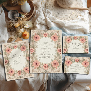 Flora Vintage Art nouveau Bröllop Tilläggskort