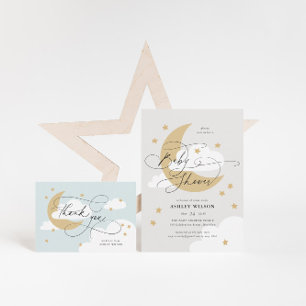 Måne och Stars Rosa Diaper Raffle Baby Shower Tilläggskort