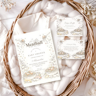 Whimsical Doodle Little Meatball Bebis Shower Inbjudningar