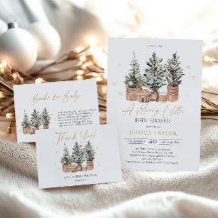 Bebisdusch för Winter Rustic Julgranar Inbjudningar