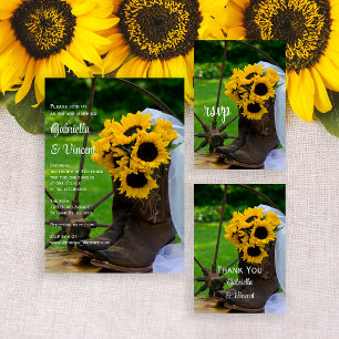 Western Bröllop OSA för Rustic Sunblommor Cowboy B Kort