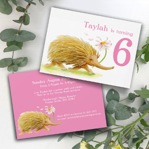 Naturpromenadpicniker echidna 4e födelsedagen inbj inbjudningar