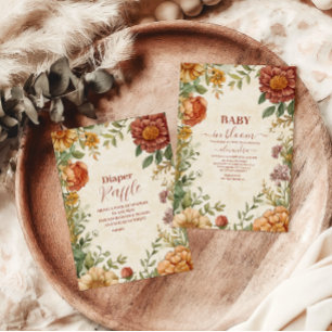 Terracotta Blommigt Baby i Bloom Baby Shower Inbjudningar