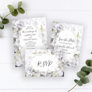 Vit Hydrangea Flowers Watercolor Bröllop OSA Kort