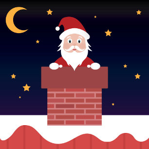 jultomten tecknad nattetid gott nytt år helg vykort