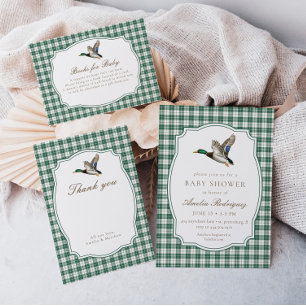 Modern ankduska Neutral Rutig Baby Shower Tilläggskort