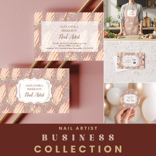 Blush Floral Nageltekniker Företag Visitkort