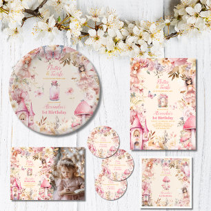 Photo Magic Fairy Blommigt Garden 1:a födelsedagen Vimplar