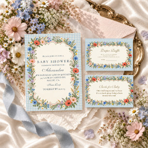 Flerfärgad vildblomma baby shower blöja lotteri tilläggskort