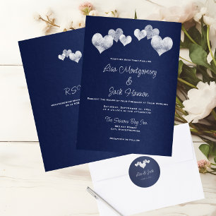 Elegant Navy White Bröllop Meny