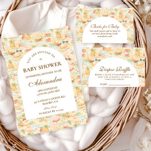 Pastell Tropicala Djur Baby Shower Inbjudningar