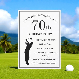 70:e Födelsedagsfesten Golfer Lila Par Dam Golf Inbjudningar