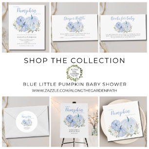 Liten pumpa blå baby shower fyrkantig dekal fyrkantigt klistermärke