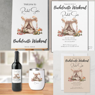 Boho Rosa Glamping Bachelorette Party Helg Inbjudningar