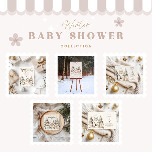 Boho Winter Cottage jul Diapper Raffle Tilläggskort