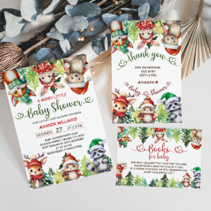 Jul Skogsdjur Santa Baby Shower Inbjudningar