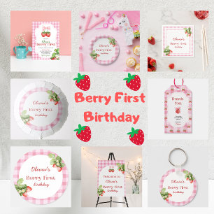 Red Strawberry Berry First Birthday Tack Knapp