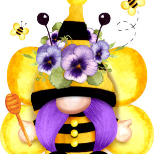Bee Gnome i babyskor för Lila och Gult Blommigt Inbjudningar